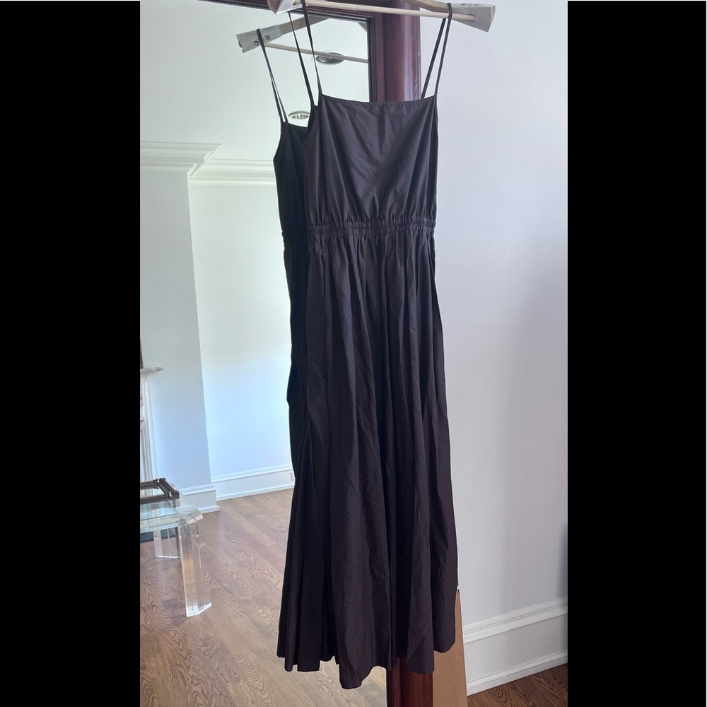 Matteau Gathered Brown Cotton Poplin Maxi Dress - Picture 13 of 15